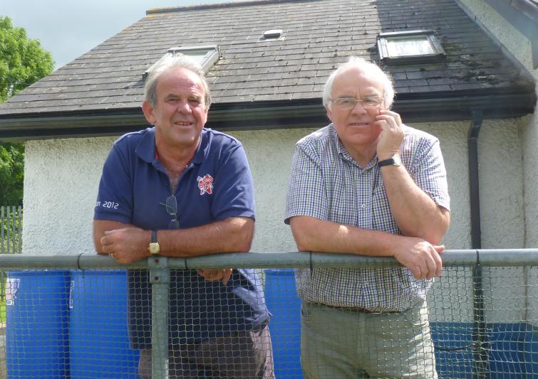 Barry with old friend John Gwyther, the ex-manager of Milford United